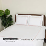 Dreamology Full Size Embroidered Cotton Sateen Duvet Cover Bedding Set, 3 Pieces, Pink