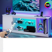 Bestier USWM01-L101615BUS-WDCF 58 LED TV Stand with Power Outlets Ideal for 55-65 TVs Gaming Consoles Like PS5 Adjustable Shelves Modern Gaming Entertainment Center fo