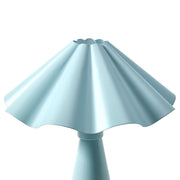 Beautiful by Drew Barrymore Hydrangea Blue Ruffled Enamel Accent Table Lamp, 14 in, Sculptural Metal Base, Glossy Finish, Corded Electric with Rotary Switch