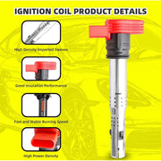 MOAUTO Set of 4 Ignition Coils Package UF529 06E905115D and 4 Iridium Spark Plugs Compatible with Volkswagen Audi A3 A4 A5 A6 A7 A8 - 3.0L 3.2L 4.2L 5.2L Q5 Q7 R8 S4 S5 TT MK6 Golf Passat CC Tiguan