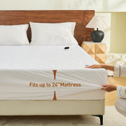 HOMTEC Heated Mattress Pad, Dual Controllers, 12 Heat Settings, Quick Preheat, Memory Function, Deep 24-Inch Pocket, Queen Size