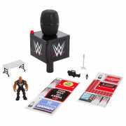 Mattel JFX07 WWE Knuckle Crunchers Final Boss Microphone Playset with The Rock 3.25-Inch Action Figure, Breakaway Table and Camera Accessories