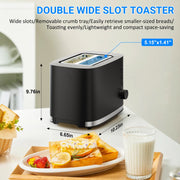 TINANA YH-TOT-B Wide Slot 2 Slice Bread Toaster, Black, 900W