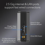NETGEAR Nighthawk RS180 Dual-Band WiFi 7 Router, 5.5 Gbps Speed, Covers 2,500 Sq. Ft., Supports 80 Devices, 2.5 Gigabit Internet Port, Black