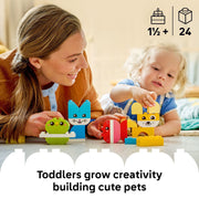 LEGO DUPLO My First 3 in 1 Creative Cute Pets Building Toy, Multicolor, 24 Pieces, Ages 18 Months and Up, 6581007