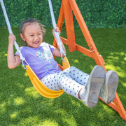 Sportspower WP-719 My First Wood Swing Set with 2 Swings, Rock Climber & 6' Double Wall Slide, Brown