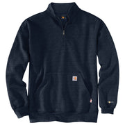 Carhartt Force Flame Resistant Loose-Fit Midweight Quarter-Zip Long-Sleeve Sweatshirt for Men - Navy - LT