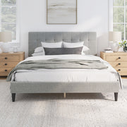 Mainstays 3037-500 Hillside Square Tufted Upholstered Queen Platform Bed, Light Gray Fabric