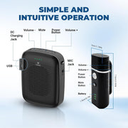WinBridge A006 Voice Amplifier with Wireless Lapel Microphone, 15W Portable Bluetooth PA System, Clip-on Lavalier Mic for Teachers, Classroom, Yoga, Tour Guide, A006
