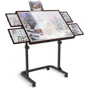G TALECO GEAR Jigsaw Puzzle Table with Adjustable Angle and Height, Metal Legs with Wheels, 31.5x23 in Surface, Coffee Color, Fits 1000 Pieces
