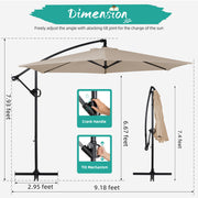 Walsunny PUY-KK-L Patio Offset Umbrella Easy Tilt Adjustment, Crank and Cross Base, Khaki