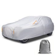 Caromop All-Weather 10-Layer Waterproof Car Cover, Brown, Full Cover with Fit Straps, Side Zipper Door, Reflective Strips, Storage Bag, Size S5