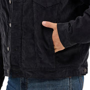 Wrangler Men's Sherpa Lined Corduroy Jacket, Water Resistant, Caviar, Large, 100% Cotton, 112367604