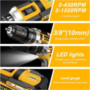 Hoey LLCRY1 21V Cordless Drill Set, Yellow