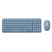 Logitech Compact Bluetooth Wireless Keyboard and Mouse Combo, Spill-Resistant, Adjustable Tilt, Blue/Gray