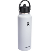 Hydro Flask W40BFS001 Wide Mouth Bottle with Flex Straw Cap, 40 Oz, White