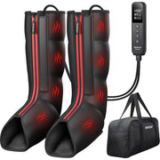 CINCOM Leg Compression Boots Massager with Heat Therapy, 27 Settings, 4 Air Chambers, Red, CM-102A-WMT