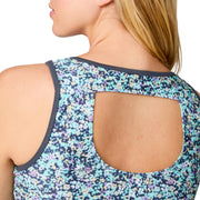 Free Country Women's Full Side Shirring Tankini Top, Aruba Seaside Petals Floral, UPF 50+ Sun Protection, Adjustable Ties, Quick-Drying, SRLSS5180