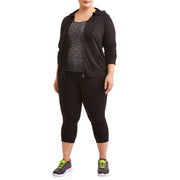 JJS MAE WA2233D Athletic Works Women's and Women's Plus Active Dri-Works Capri Leggings, 3X, Black Soot