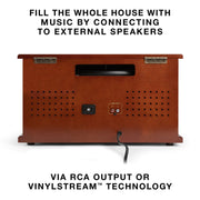 Victrola Nostalgic Aviator Wood 8-in-1 Bluetooth Turntable Entertainment Center, White
