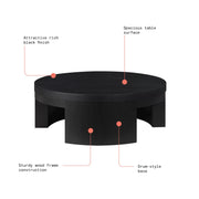 Beautiful WL-BT-013 Mod Round Coffee Table by Drew Barrymore, Black Wood Finish