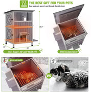 Aivituvin Heated Cat House with UL-Tested Heating Pad, Insulated Two-Story Shelter for Outdoor and Indoor Cats- Weatherproof