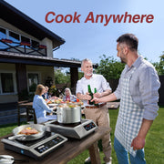 ChangBERT Portable Induction Cooktop, 1800W Commercial Grade, Stainless Steel Housing, German Schott Glass, 10-Hour Timer, F-IH-01SS