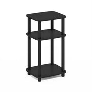 Furinno Just 3-Tier Turn-N-Tube Curve End Table with Rounded Edges, Americano Top, Black Base, 13.15 in, 24413AMBK