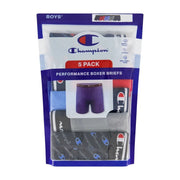 Champion Boys 5 Pack Small 6/7 Performance Boxer Brief, Red Blue Gray Black - Breathable Mesh