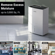 Aeric AERD351P 35 Pint Portable Dehumidifier for Home, Energy Star Certified, Auto-Shutoff & Timer, White
