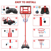 Cshidworld 2 in 1 Adjustable Height Basketball Hoop Stand, Portable Indoor Outdoor Basketball Goal System with Fillable Base and 3 Balls