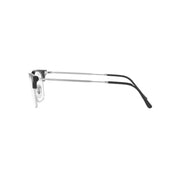 Ray-Ban RX7216 Unisex New Clubmaster Square Eyeglasses, Black on Silver Frame, 49 mm