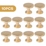 No No 10 Pack Gold Cabinet Knobs, Brushed Brass Finish, Zinc Alloy Round Drawer Handles