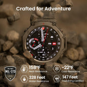 Amazfit T-Rex 3 Rugged Military Smart Watch, 48mm, GPS with Privacy, Offline Maps, 27-Day Battery, 328ft Water-Resistant, 170 Sport Modes, AI Voice Control, Gray