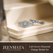 JeenMata RHJGJ1161sbLDWmns5 Round Cut Lab Grown Diamond Wedding Ring Set, Size 7