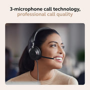 Jabra Evolve2 40 SE Wired Stereo Headset, Microsoft Teams Certified, Noise Cancelling, 3-Microphone Technology, USB Type A and USB Type C, Red