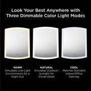 iHome iCVS30 Portable Tri-Fold Lighted Vanity Mirror with Makeup Organizer, Three Color Light Modes