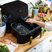 Beautiful 29060 9 Qt TriZone Dual Basket Air Fryer, EverGood Ceramic Nonstick Coating, Black Sesame by Drew Barrymore