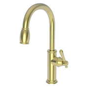 Newport Brass 1030-5223 Chesterfield Pull Down Bar Faucet, Single Hole, 1.8 GPM, Uncoated Polished Brass, Single Handle