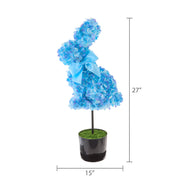 Way To Celebrate Hydrangea Bunny Topiary, Blue Hydrangea Blooms, Satin Ribbon Bow, Faux Moss Pot, 27 in