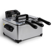 Alpha Living Electric Deep Fryer, 4.5L Capacity, Stainless Steel, Adjustable Temperature Control, Timer, 3 Baskets (Two 2-Quart, One 4-Quart), Viewing Window Lid, ED-1400