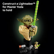 LEGO Star Wars Attack of the Clones Yoda Bust Building Set with Lightsaber, Display Stand, 399 Pieces, 75438