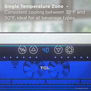TCL 161 Can Beverage Cooler, 24 In, Stainless Steel, Wi-Fi Enabled, Adjustable Temperature, LED Lighting, Compact TRV161BAS