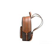 Michael Kors Jaycee Large Brown Signature PVC Shoulder Backpack with Gold-Tone Hardware, Adjustable Straps, 35S2G8TB7B-847