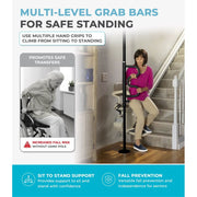 Stander Wonder Pole Plus Safety Assist Pole with 360-Degree Rotating Double Grab Bar, Tension Mounted Floor to Ceiling Support for Seniors, Black, Fits 7 to 10 ft Ceilings, Supports 300 lb, 1110-B