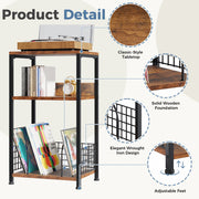 CONCETTA Record Player Stand, 3-Tier Turntable Table with Vinyl Storage for up to 100 Albums, Rustic Brown