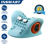 INSMART Neck Massager with EMS Pulse Technology, 6-Level Intensity, Magnetic Heat Massage, Portable Cervical Relief, Blue