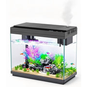 Rechale Smart Fish Tank, 2.4 Gal UHD Clear Glass Aquarium, Smart Touch Control, Silent 3-in-1 Pump, RGB Lights