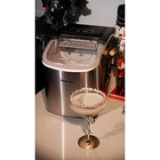 Magic Chef Portable Countertop Ice Maker, 27 lb Daily Output, Stainless Steel, Bullet Ice Cubes, 1.5 lb Storage Capacity, Digital Controls
