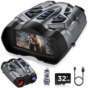WARMTUYO JA51 Night Vision Binoculars 10x Zoom with HD Video and Photo Modes, 9 Level Infrared, 32GB Card, 3.5